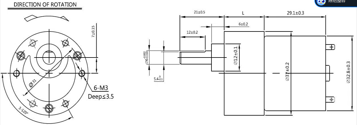 محرك مخصص في الخط مع علبة التروس