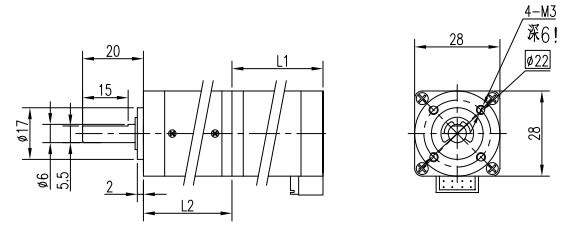 الرسم الفني لمحرك BLDC Gear